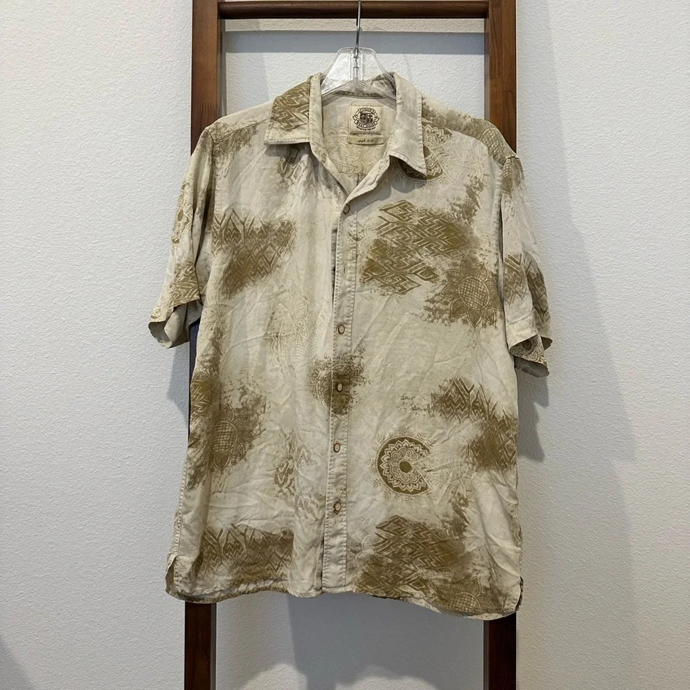 Pussers West Indies Silk Men's‎ Button Up Shirt Large Boho Tribal